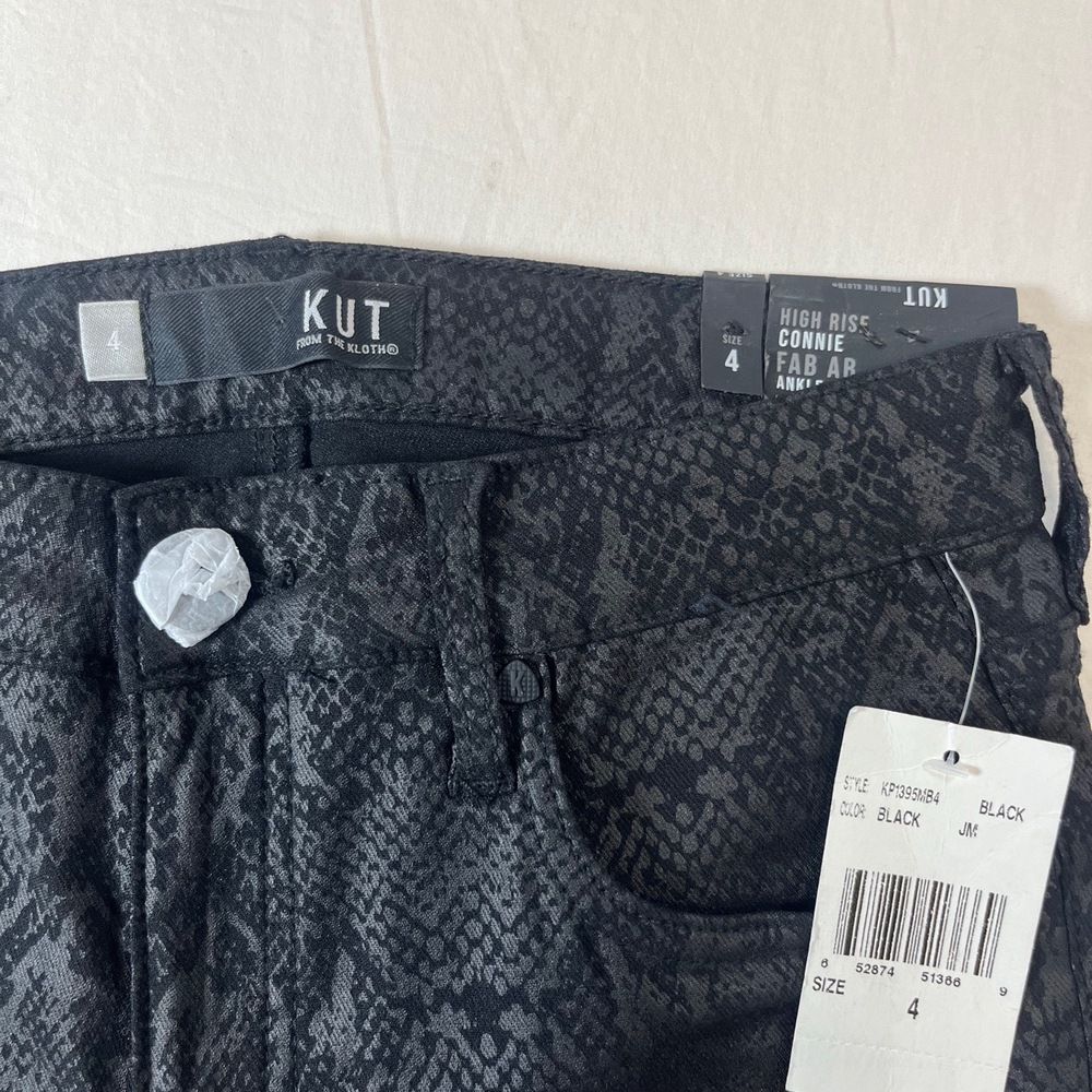 NWT Kut Black Snake Print High Rise 5 Pocket Connie Skinny Pants‎ Size 4 - Picture 5 of 6